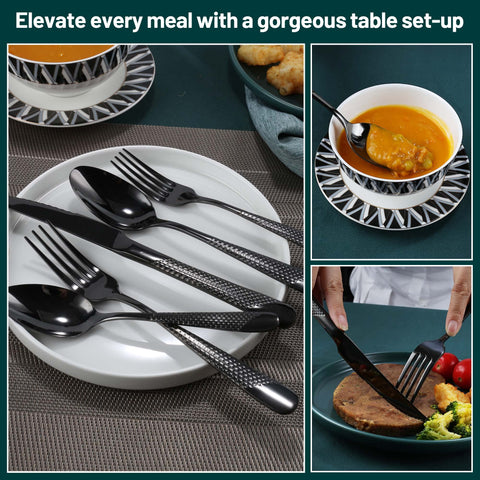 PUREAIN dinner knife features a precise edge for clean cutting.