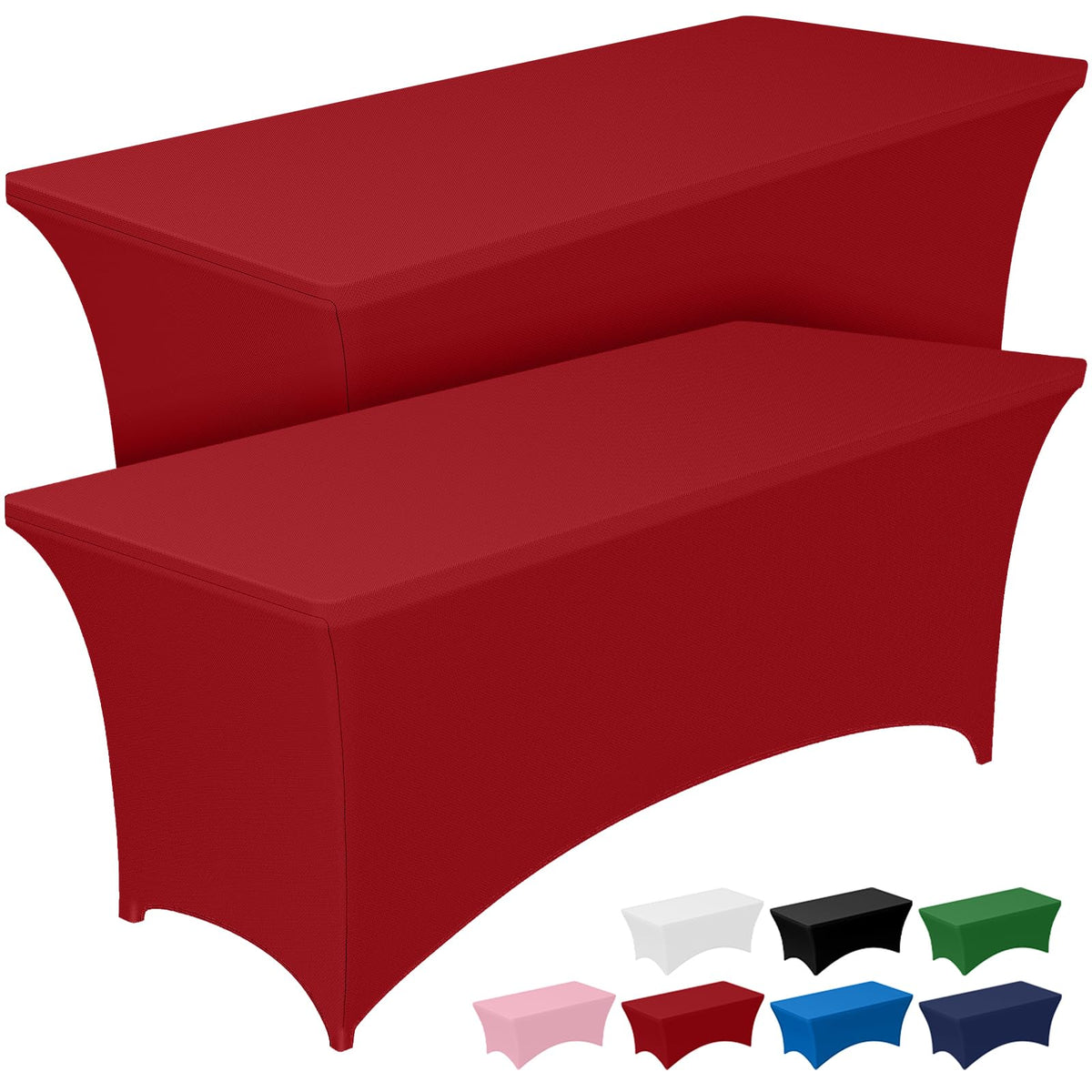 Pureegg 6ft red rectangle tablecloth two-pack for a wrinkle-free setup