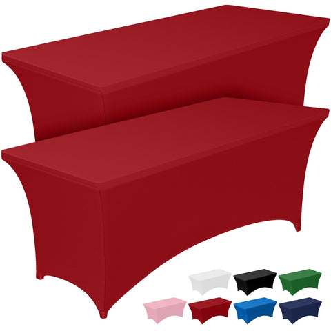 Pureegg 6ft red rectangle tablecloth two-pack for a wrinkle-free setup