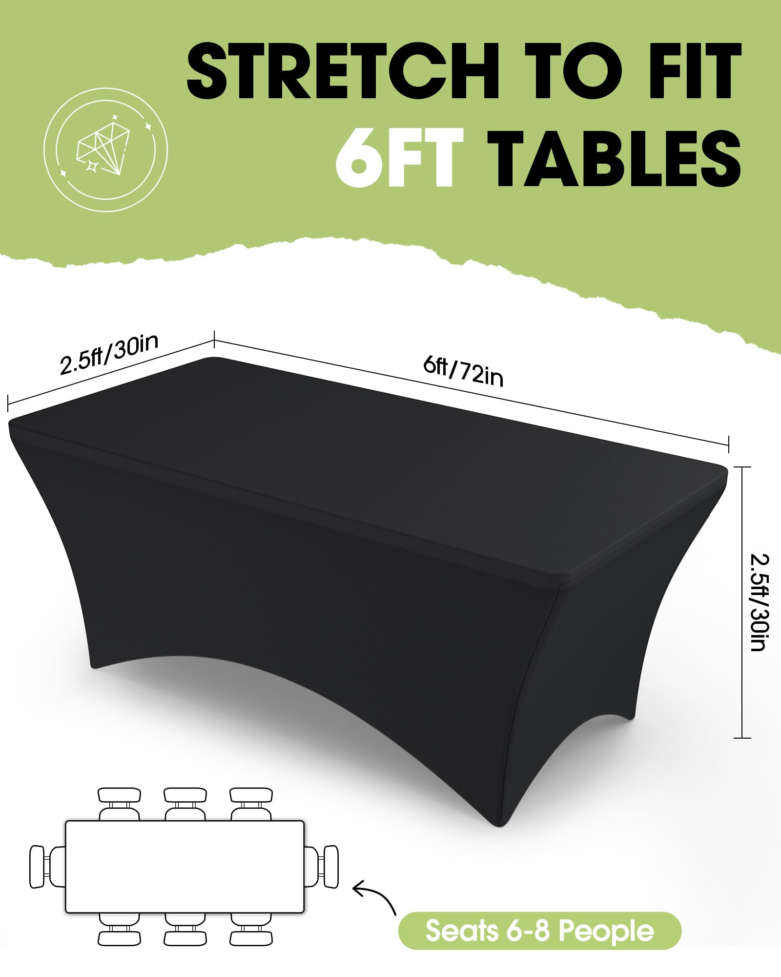 Pureegg 6ft tablecloth with elastic leg pockets securing the base