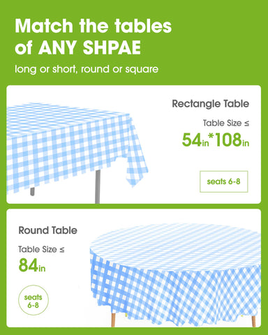Pureegg blue checkered tablecloth on dining table for gatherings.