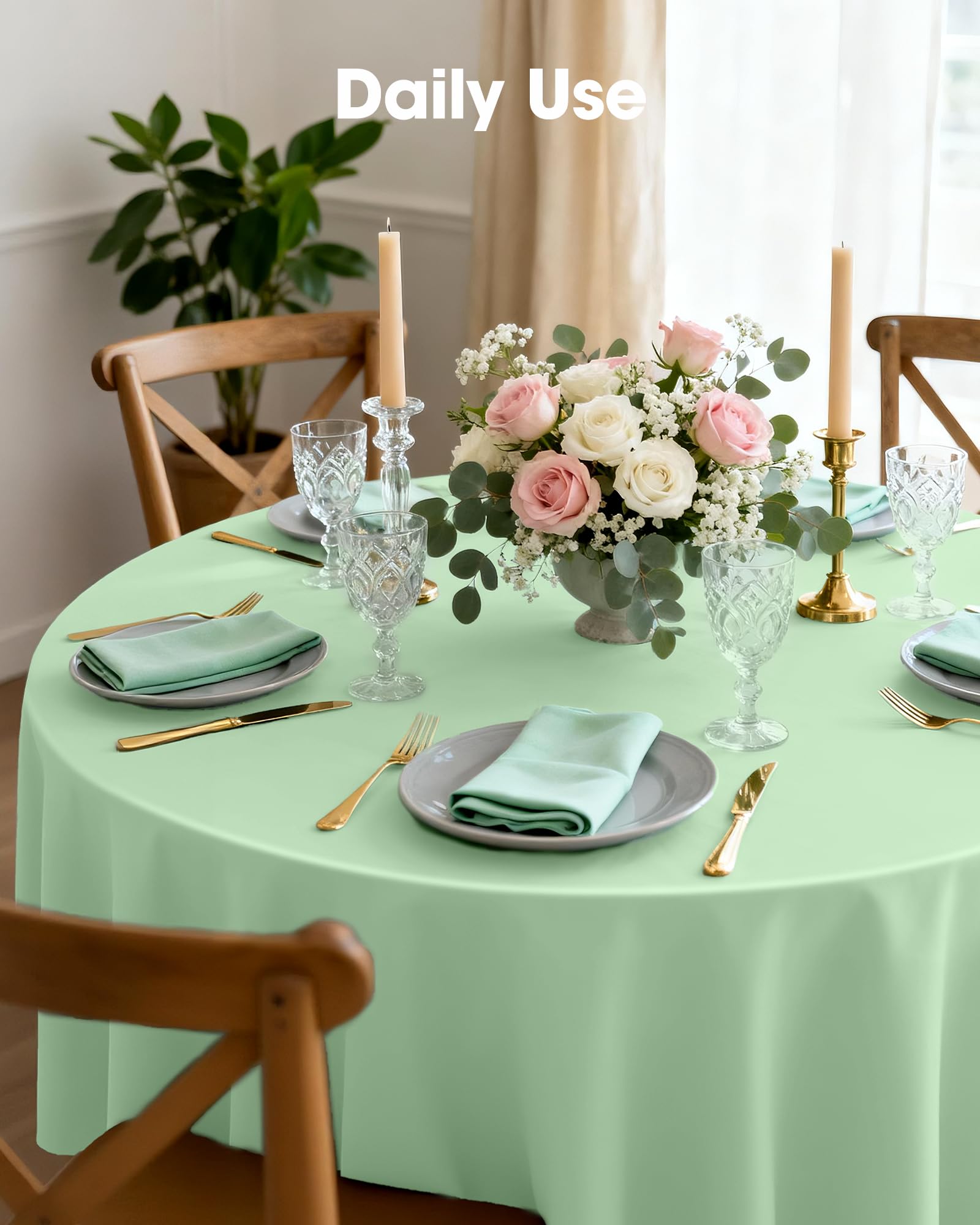 Thickened PEVA Pureegg table cloth offers reliable surface protection.