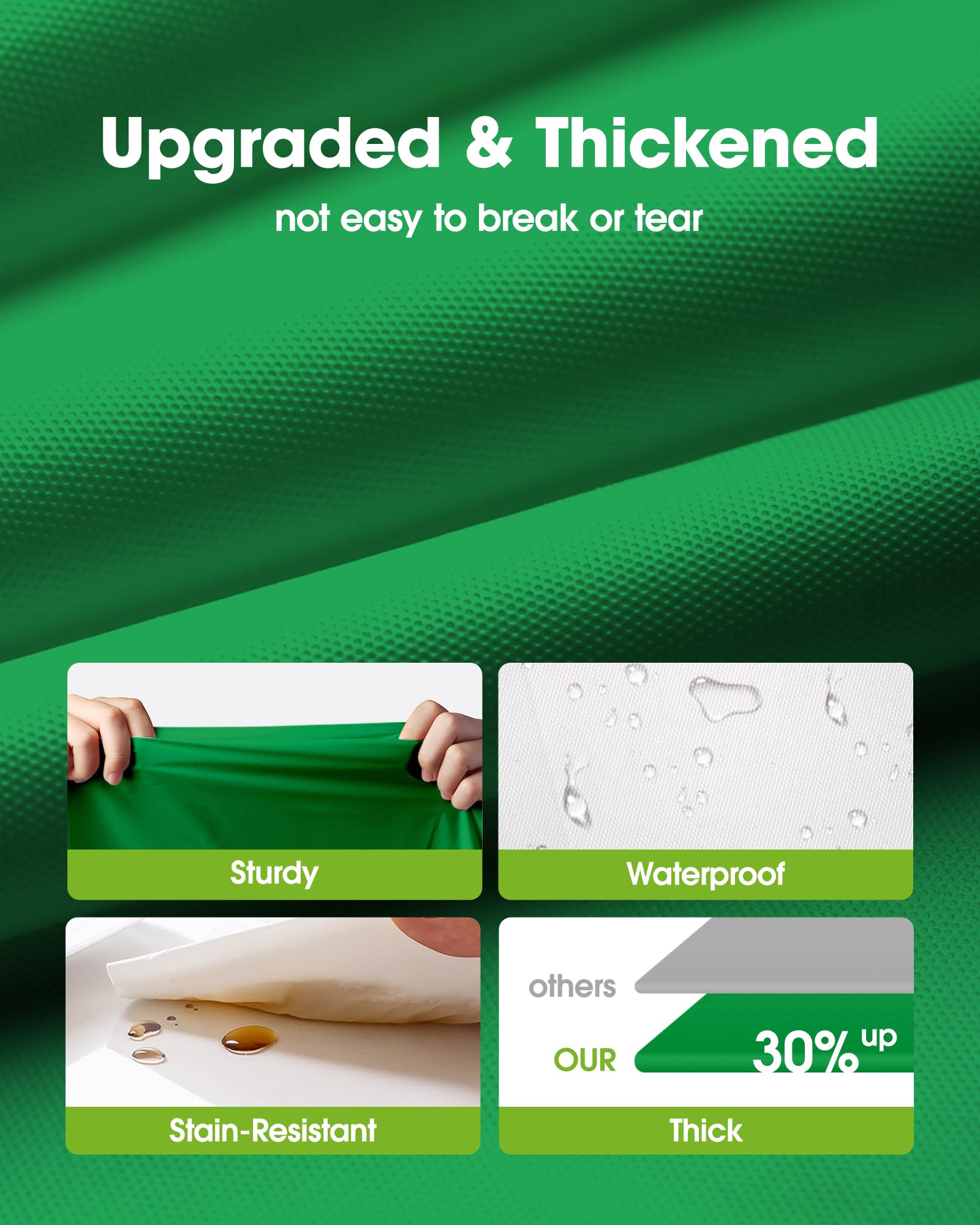Pureegg forest green tablecloth protecting dining table during meals.