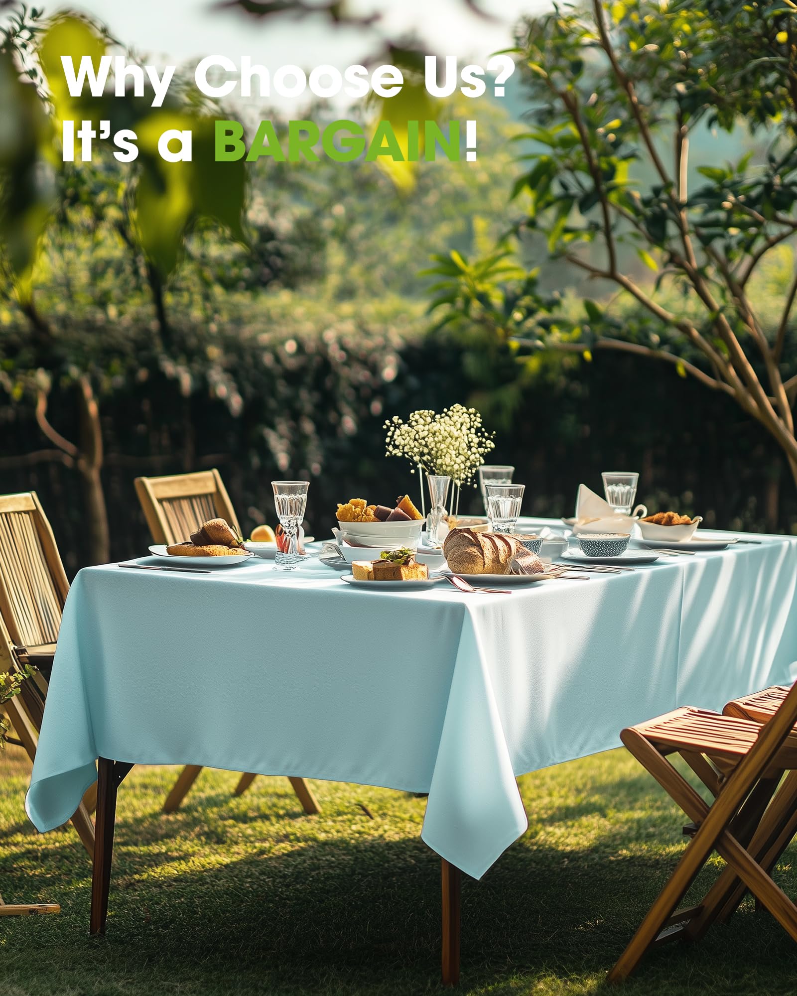 Pureegg disposable tablecloths simplify post-event cleanup.