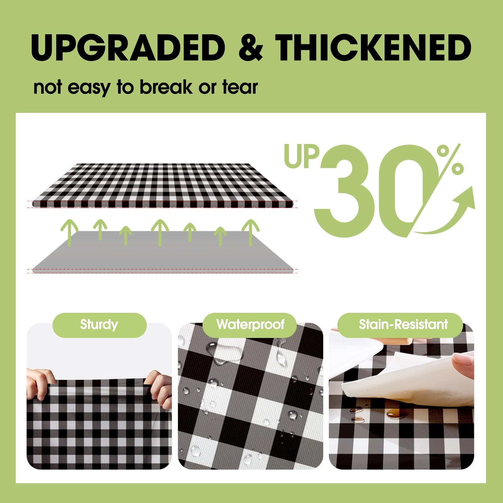 Pureegg disposable table cloth black and white checkered for spill protection and quick cleanup