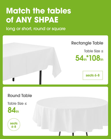Pureegg 84in disposable white tablecloth for easy post-party cleanup