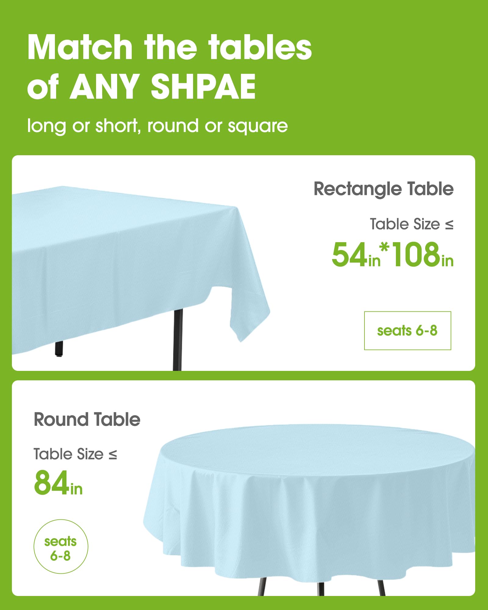 Pureegg disposable tablecloth, sturdy and leakproof, simplifies after-party cleanup.