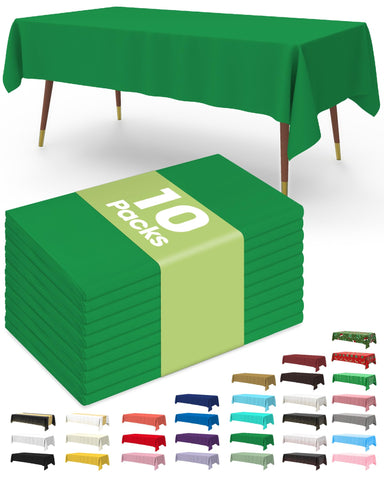 Pureegg forest green tablecloth on a long rectangular table for easy cleanup.