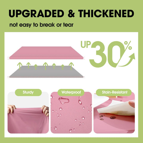 Pureegg leakproof pink tablecloth shields tables during meals.