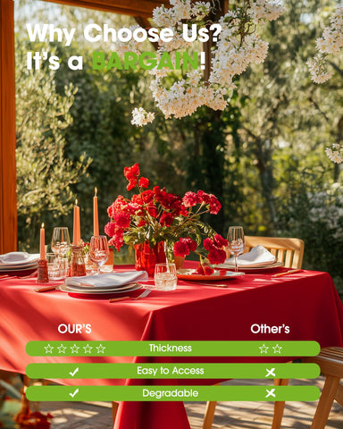 Pureegg outdoor dining tablecloth 54x108 red ideal for patios and picnics.