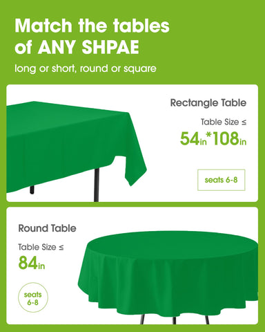 Pureegg outdoor picnic setup with forest green tablecloth on a 54x108 cover.
