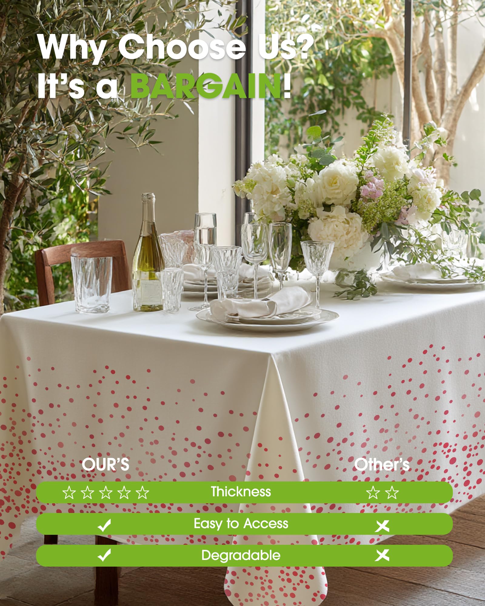 Outdoor picnic setup using Pureegg disposable tablecloth for easy cleanup.