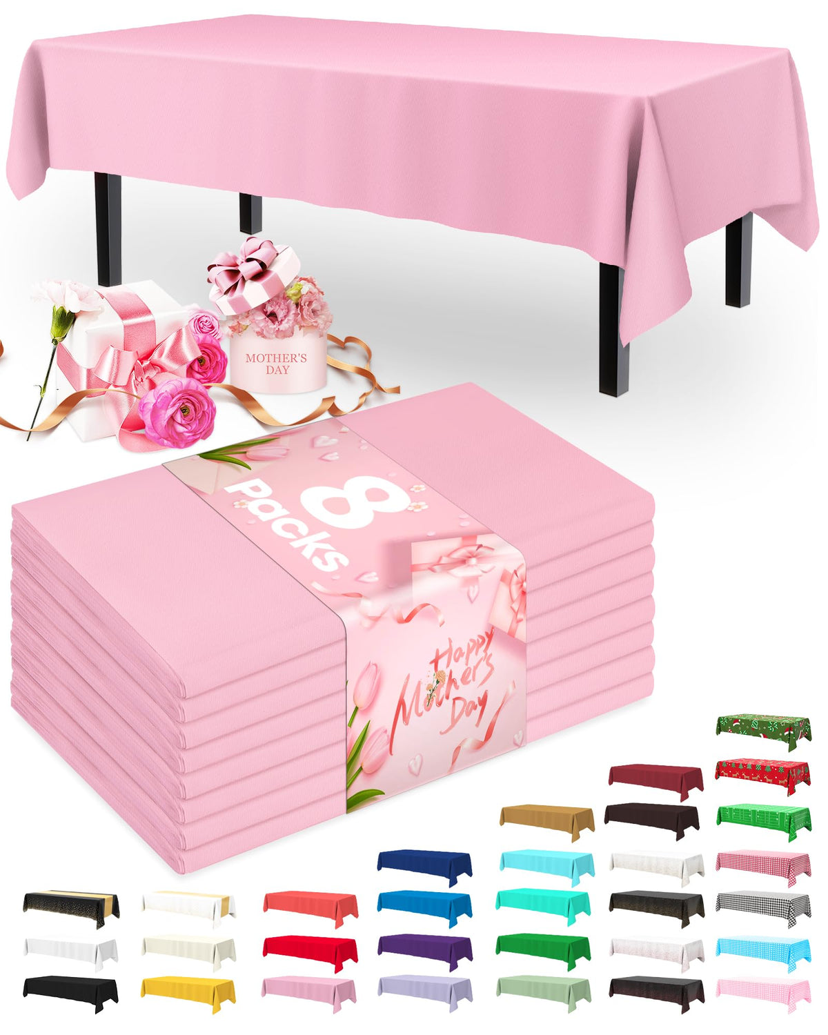 Pureegg pink pastel 54x108 inch rectangular tablecloth for elegant gatherings.