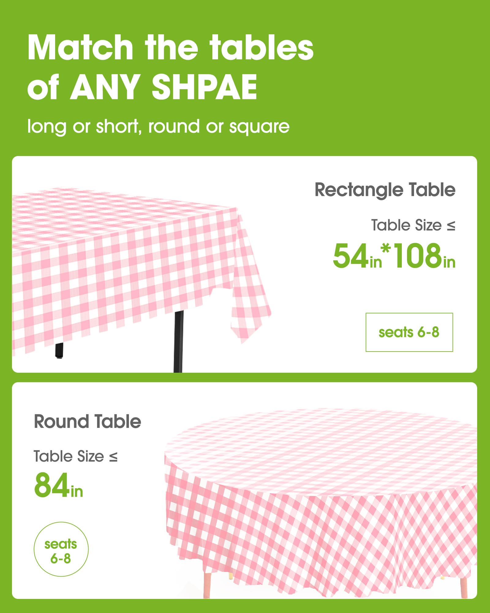 Pureegg pink plaid tablecloth pack of 10 for easy party setup.