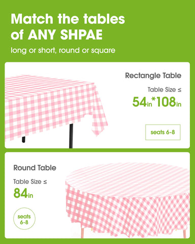 Pureegg pink plaid tablecloth pack of 10 for easy party setup.