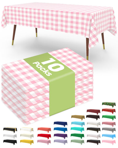 Pureegg pink plaid tablecloth 54x108 inches protects surfaces from spills.