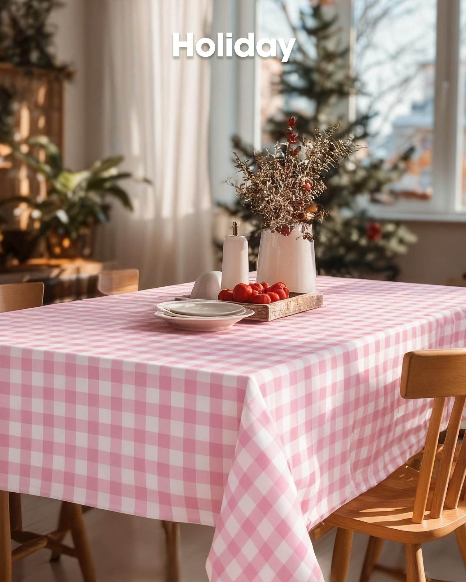 Pureegg pink plaid tablecloth 10-pack offers budget-friendly entertaining.