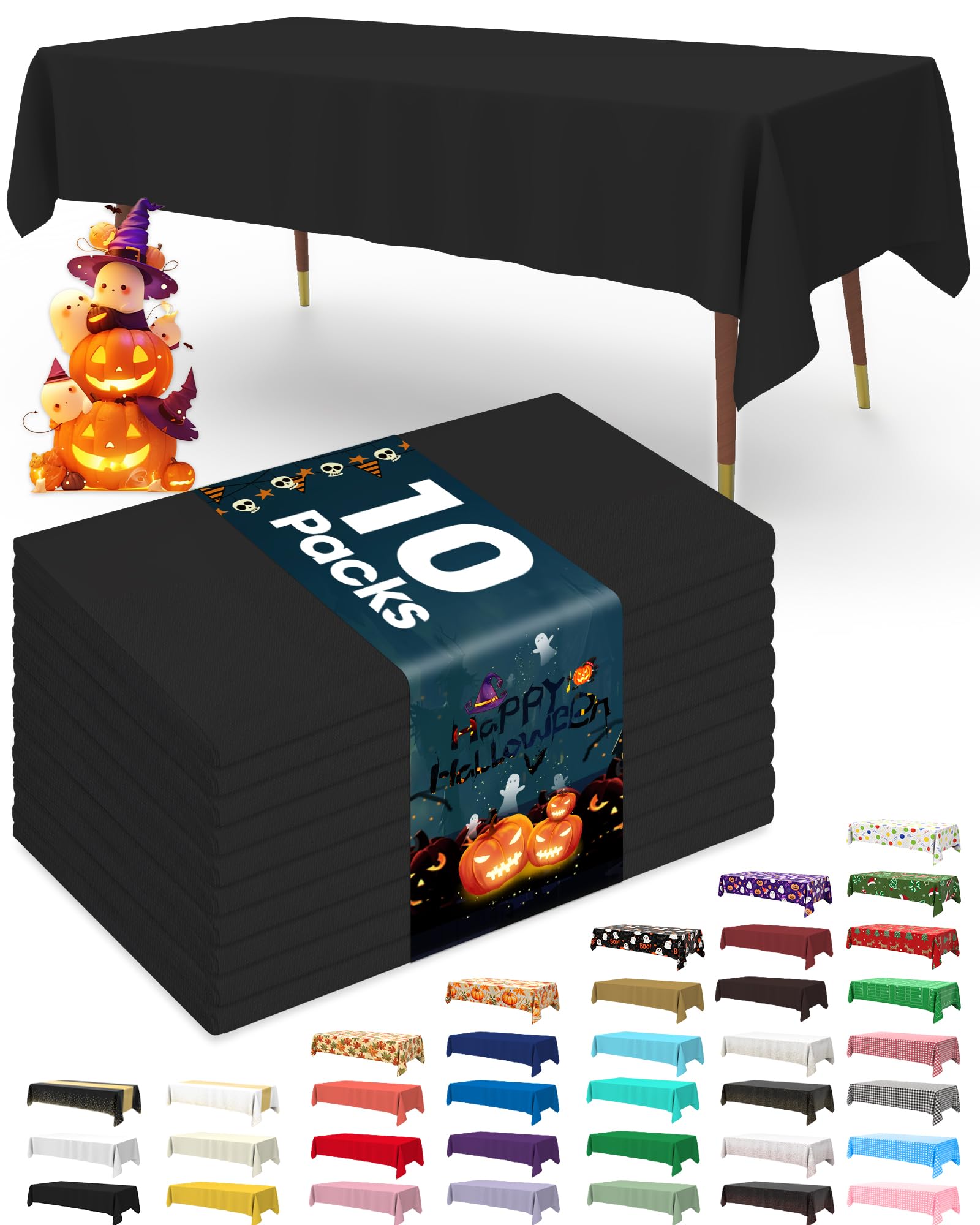 Pureegg black 54x72 inch plastic table cloth protects surfaces at gatherings