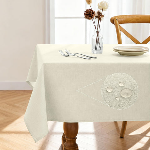 Pureegg rectangle linen tablecloth waterproof surface guarding against spills during meals