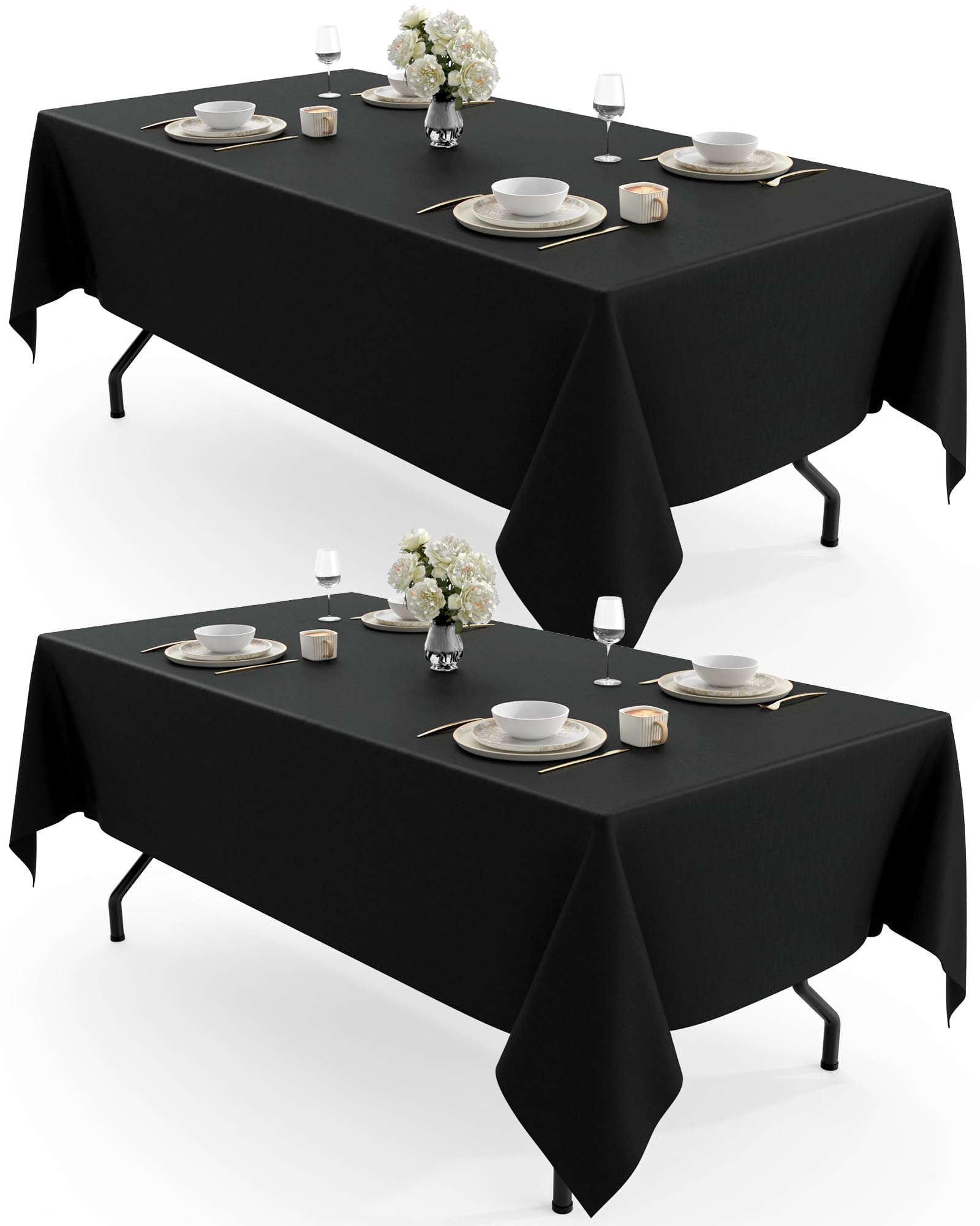 Pureegg rectangle table cloth 60x102 inches, black adds elegance while protecting surfaces.