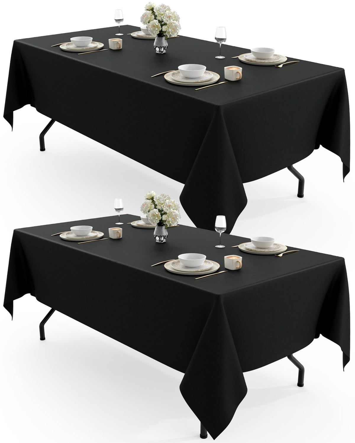 Pureegg rectangle table cloth 60x102 inches, black adds elegance while protecting surfaces.