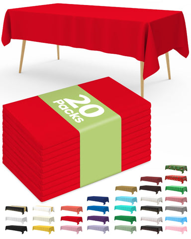 Pureegg rectangle tablecloth 54x108 red protects surfaces during festive meals.