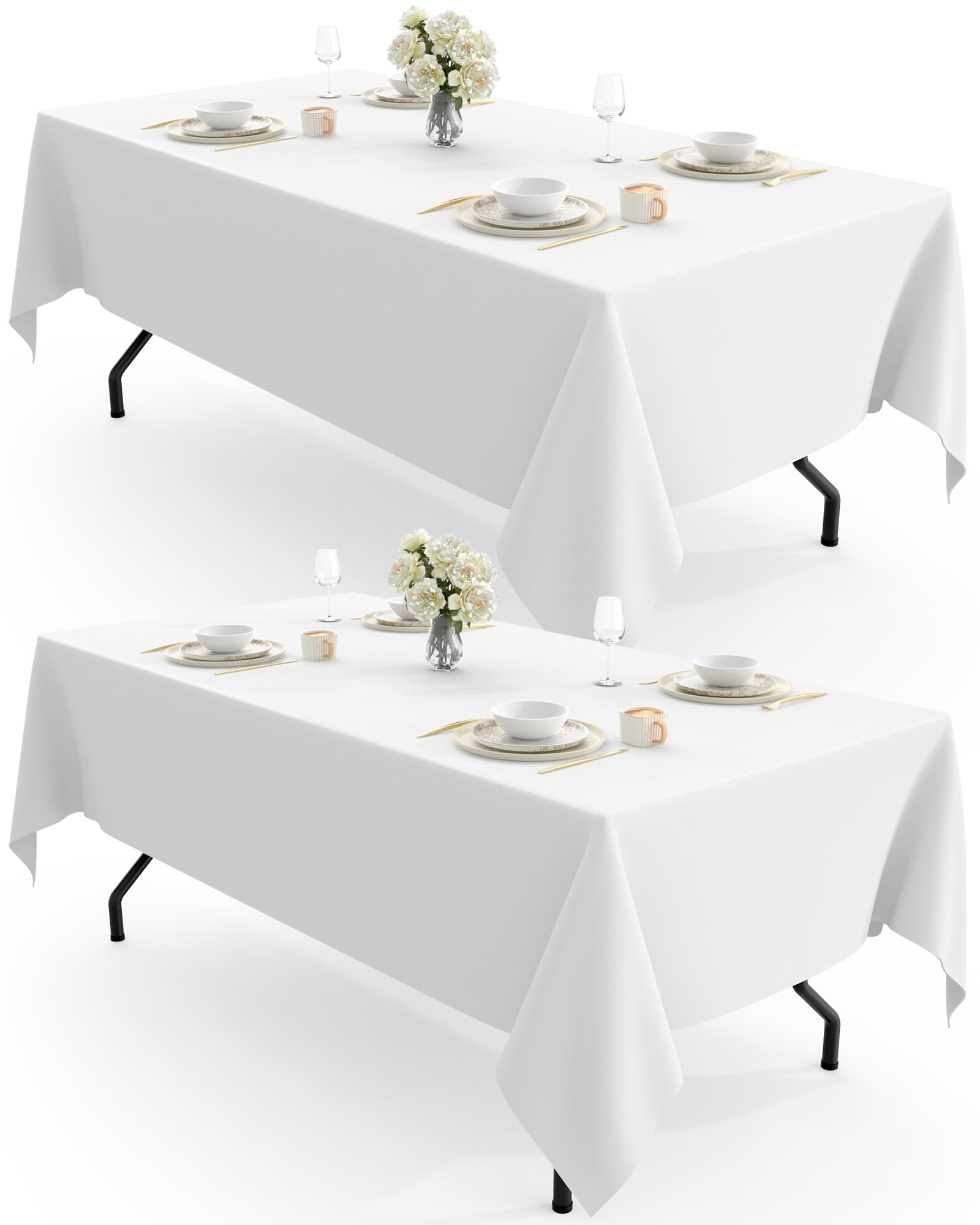 Pureegg rectangle tablecloth in white on a 60 x 102 table for elegant dining
