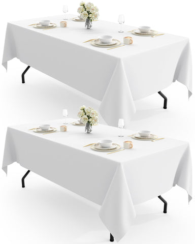 Pureegg rectangle tablecloth in white on a 60 x 102 table for elegant dining