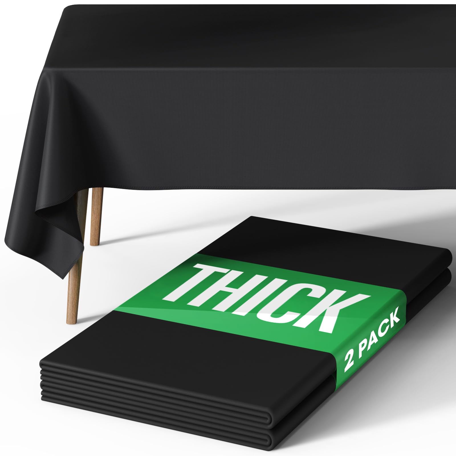 Pureegg black rectangle tablecloth 2-pack for durable table setup