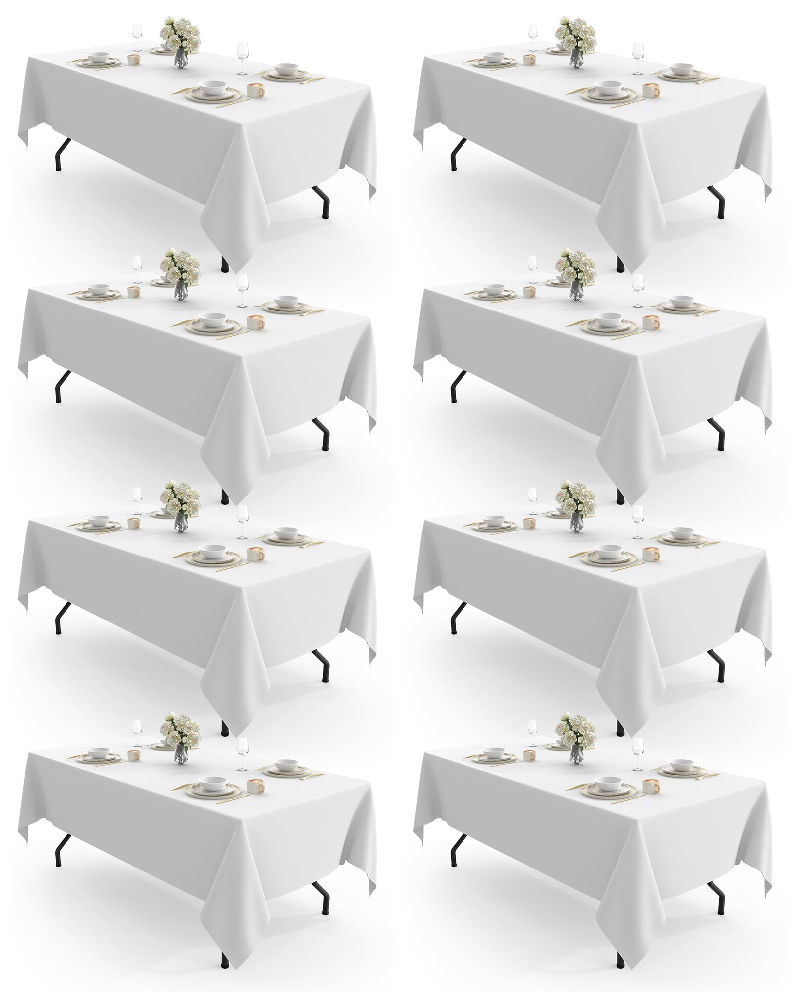 Pureegg rectangle tablecloth 60x84 white on table for a clean dining surface