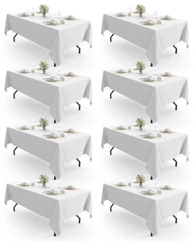 Pureegg rectangle tablecloth 60x84 white on table for a clean dining surface