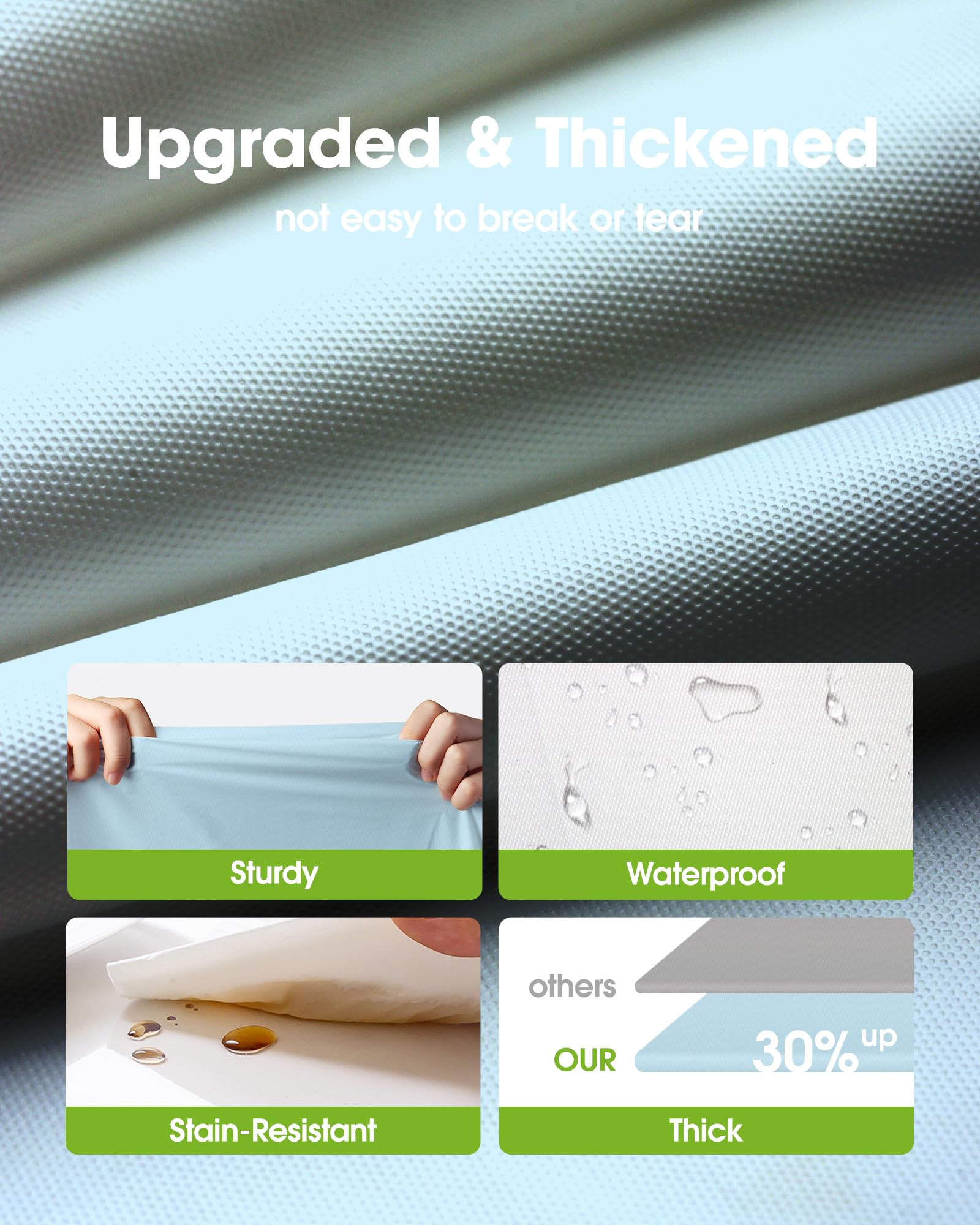 Pureegg rectangle tablecloth fits up to 8 feet, covering long dining tables.