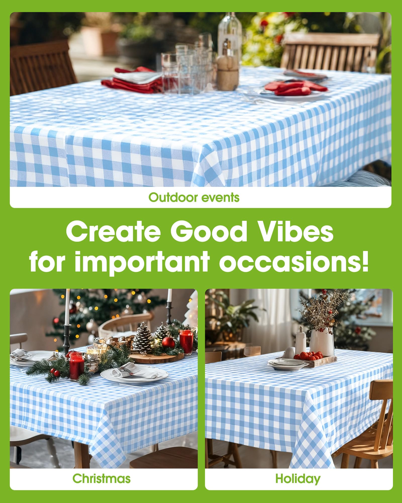 Pureegg rectangular 54x108 tablecloth in blue plaid.