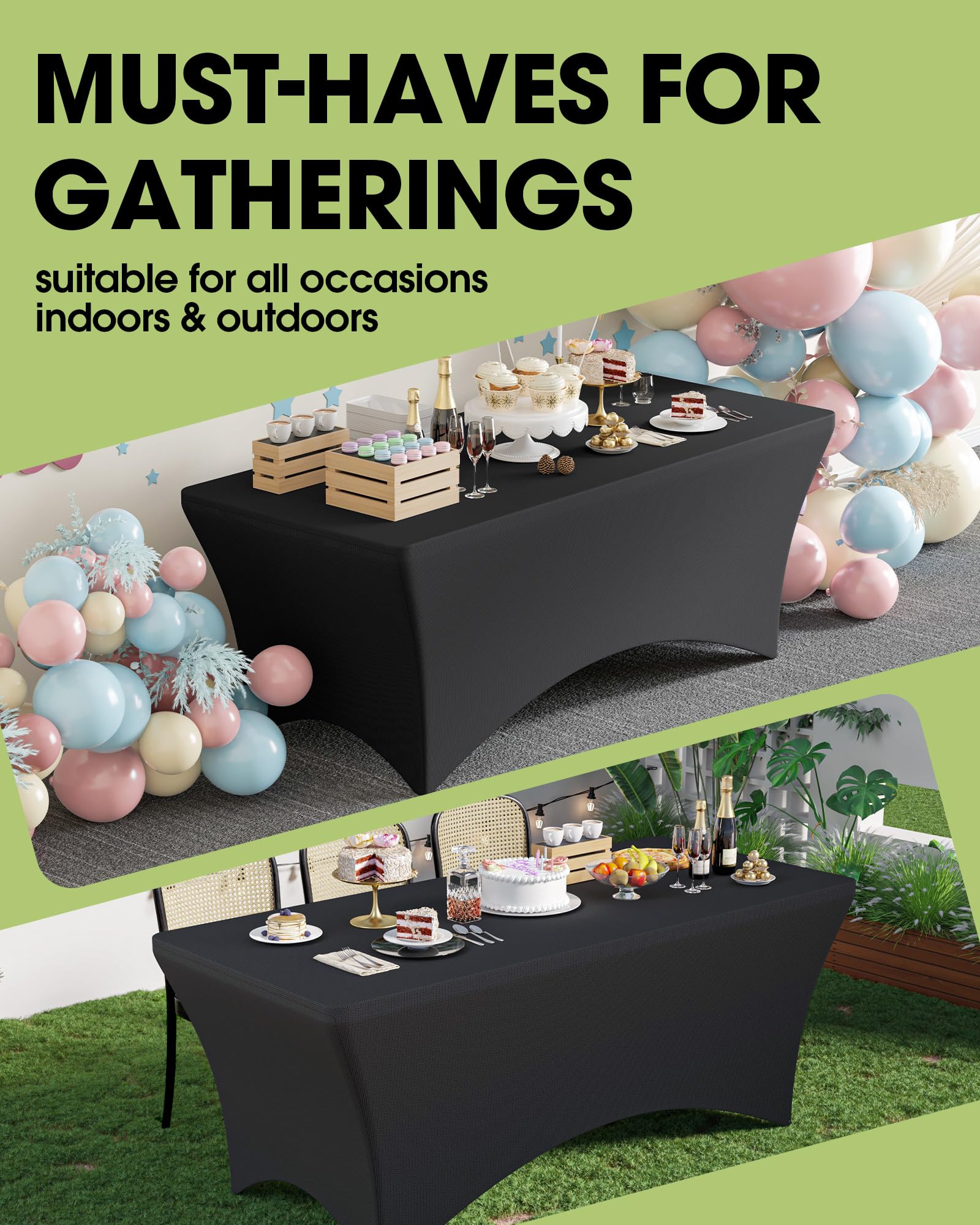 Six-pack Pureegg spandex tablecloths ready for event prep