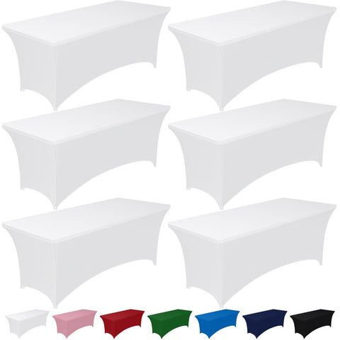 Pureegg spandex tablecloth on a 6ft rectangle table for a sleek setup.