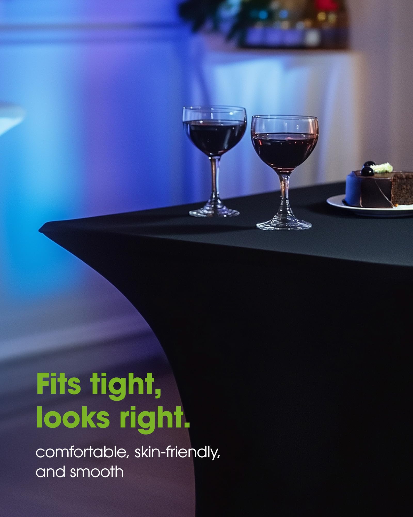 Pureegg spandex tablecloth shows wrinkle-resistant finish on a 6ft rectangle for events.