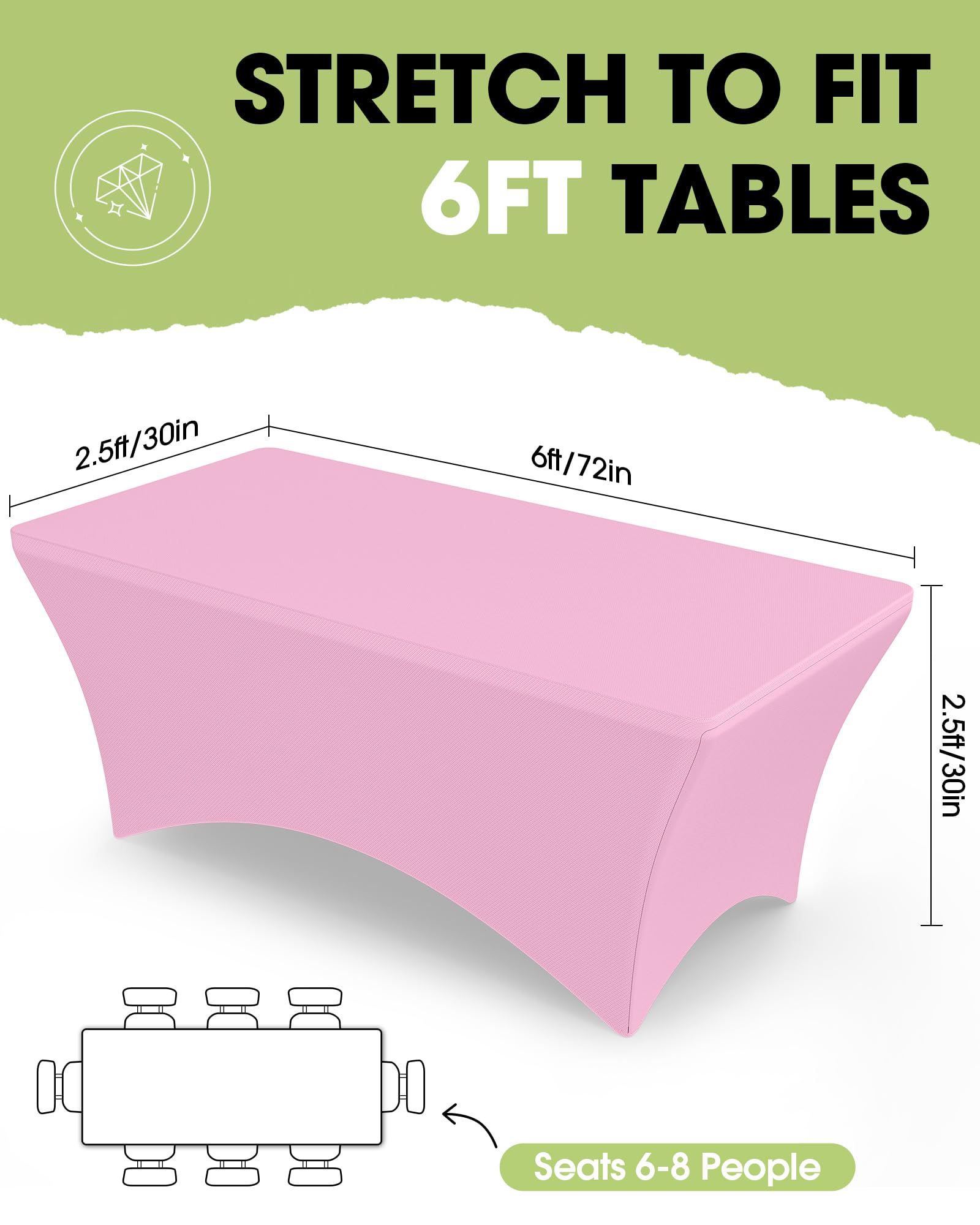 Pureegg tablecloth close-up highlights wrinkle resistance and durable stitching for outdoor events.