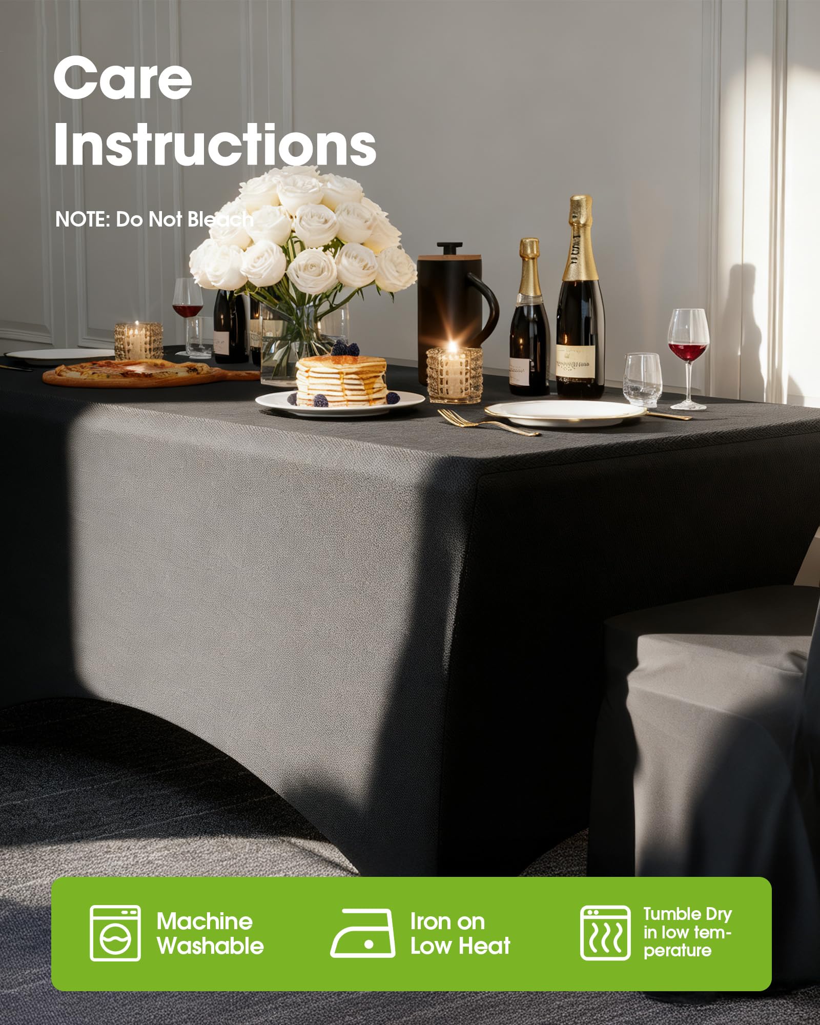 Elastic leg pockets keep the Pureegg 6ft table cover securely in place.