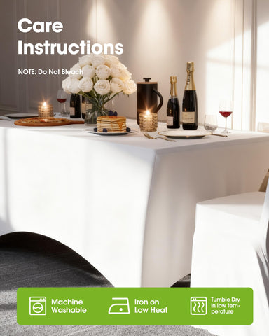 Pureegg Spandex tablecloth with reinforced elastic leg pockets in use