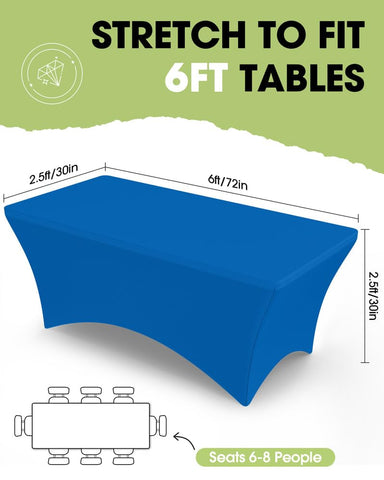 Pureegg spandex tablecloth tight-fit for 6ft tables keeps fabric neat and secure.