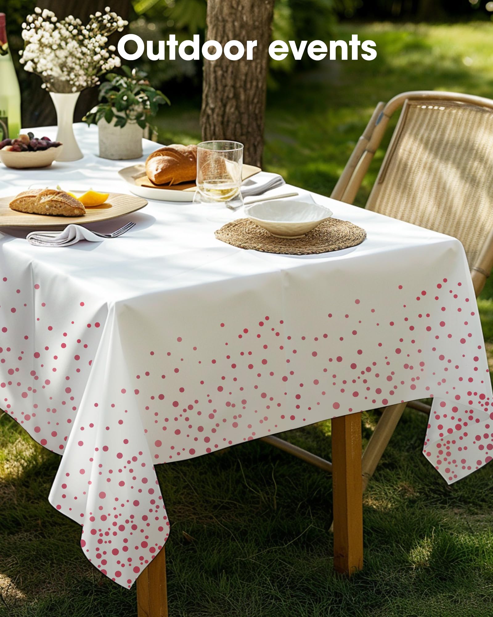 Pureegg tablecloth surface resists stains for neat presentation during meals.
