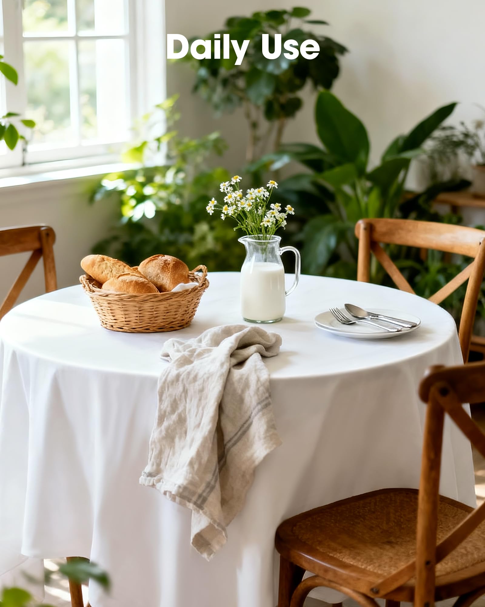 Pureegg white 84-inch cloth protects surfaces for formal and casual meals