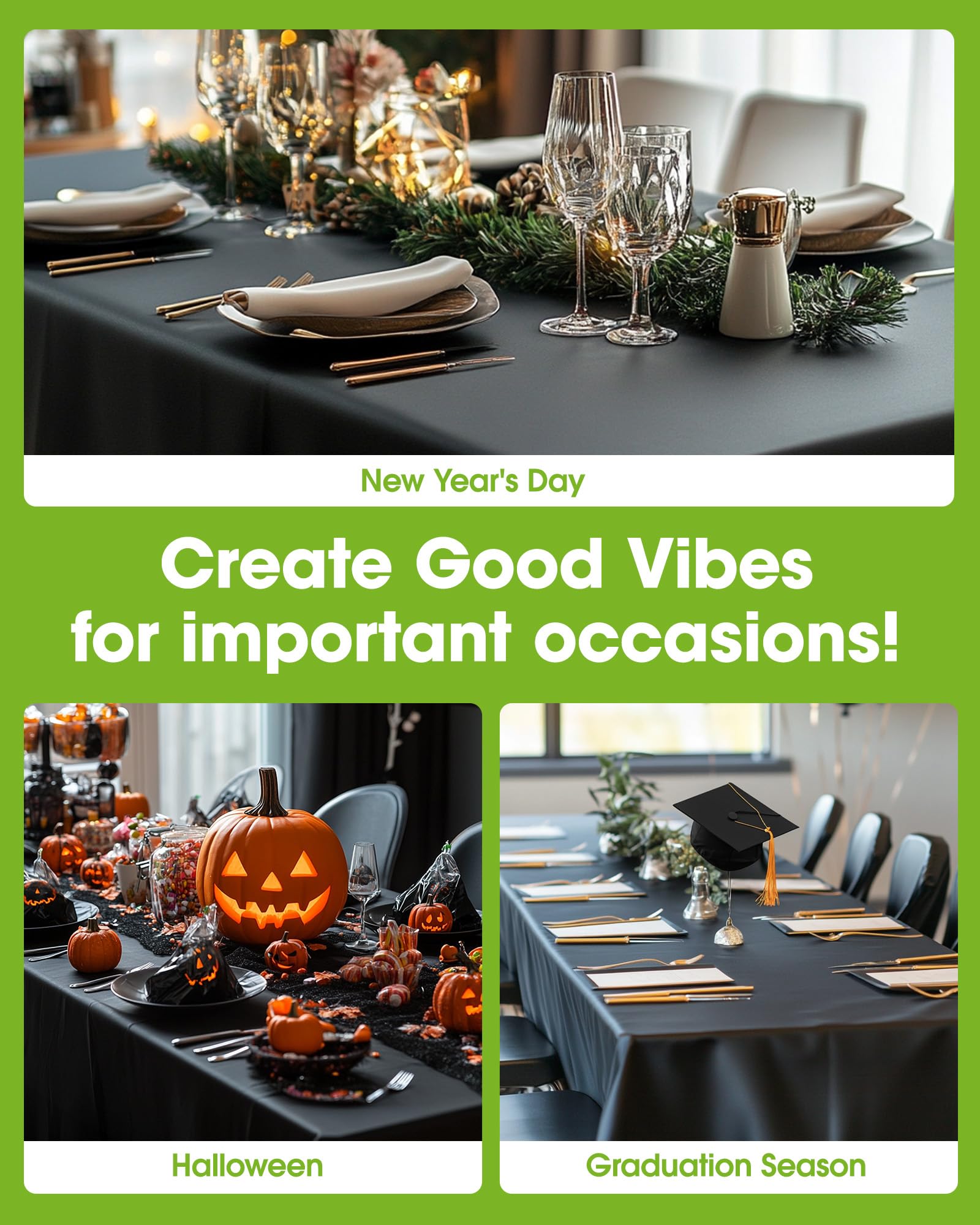 Pureegg black table cloth doubles as Halloween décor