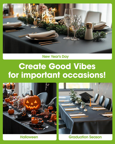 Pureegg black table cloth doubles as Halloween décor
