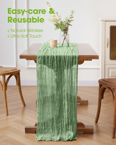 Edge stitching on Pureegg table runner prevents fraying.