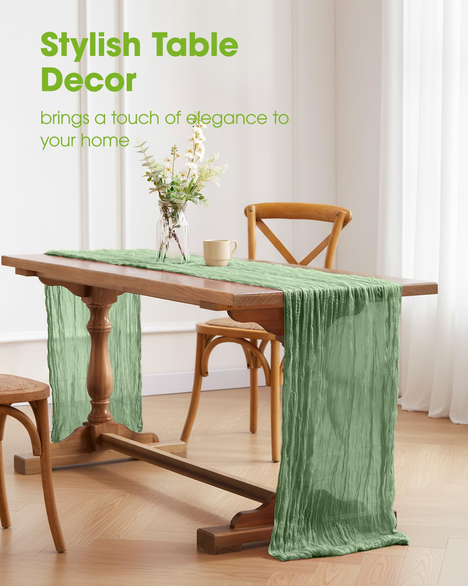 Pureegg table runner ends draped to create balanced table presentation.