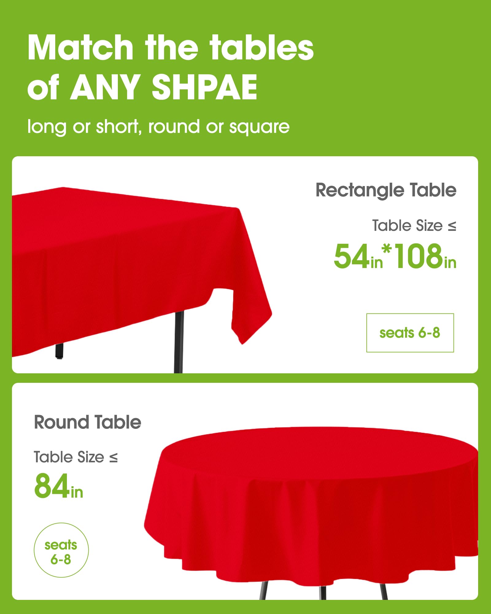 Pureegg red tablecloth adds festive dining ambiance and easy cleanup