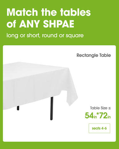 Pureegg 54x72 white tablecloth pack for easy disposable setup.