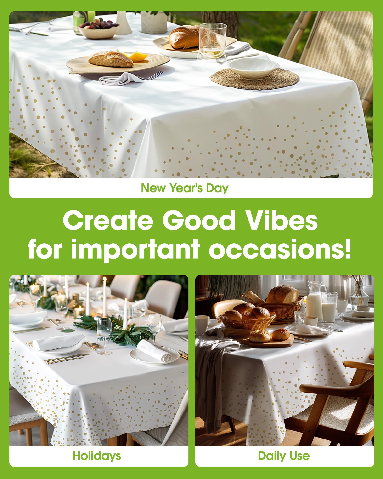 Pureegg tablecloth makes cleanup effortless after events and meals.
