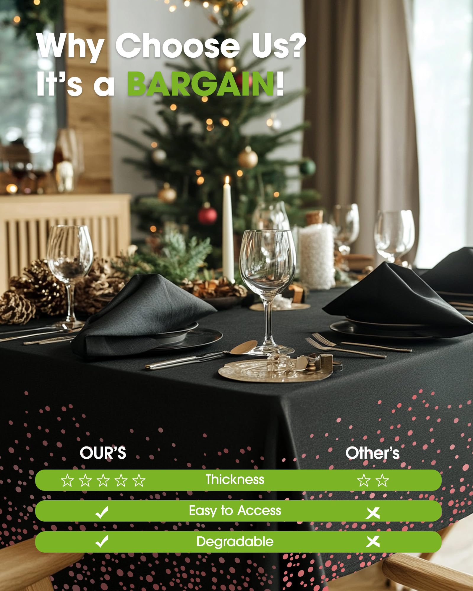 Pureegg tablecloth in a dining setup showcasing quick cleanup after guests